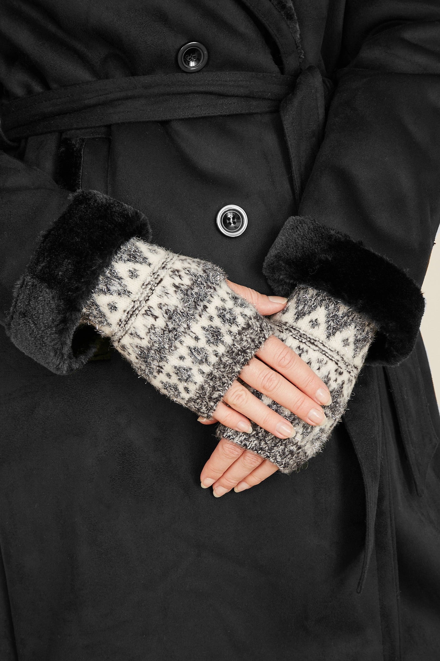 Yumi Grey Fairisle Handwarmers