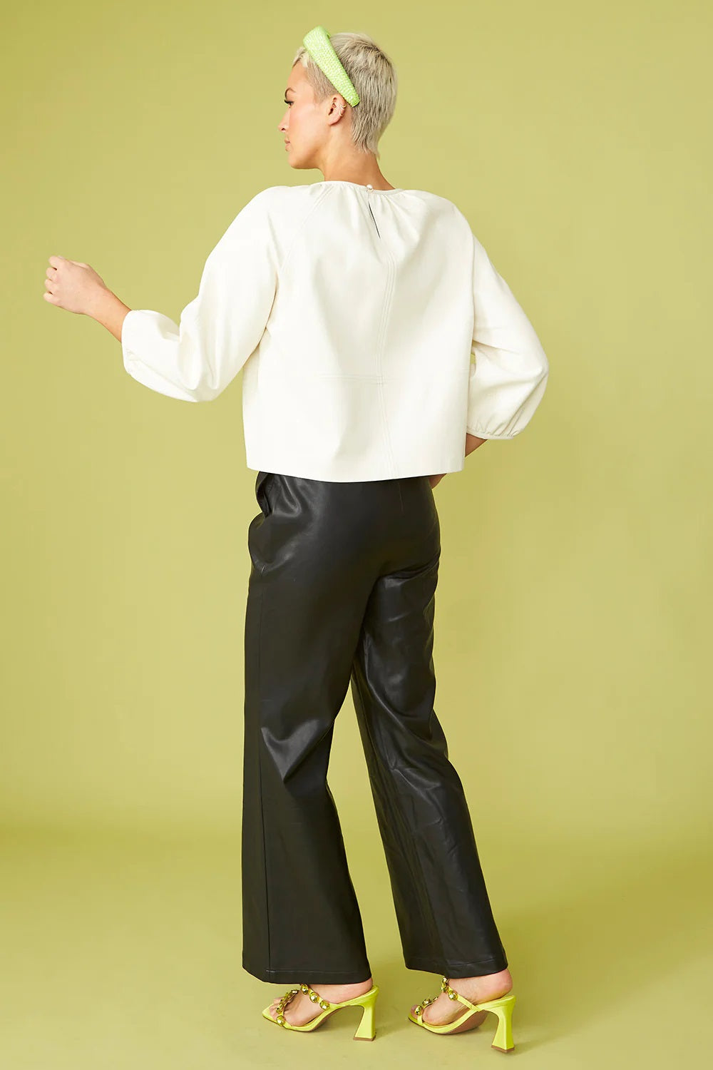 Black Tencel Blend Eco Leather Trousers