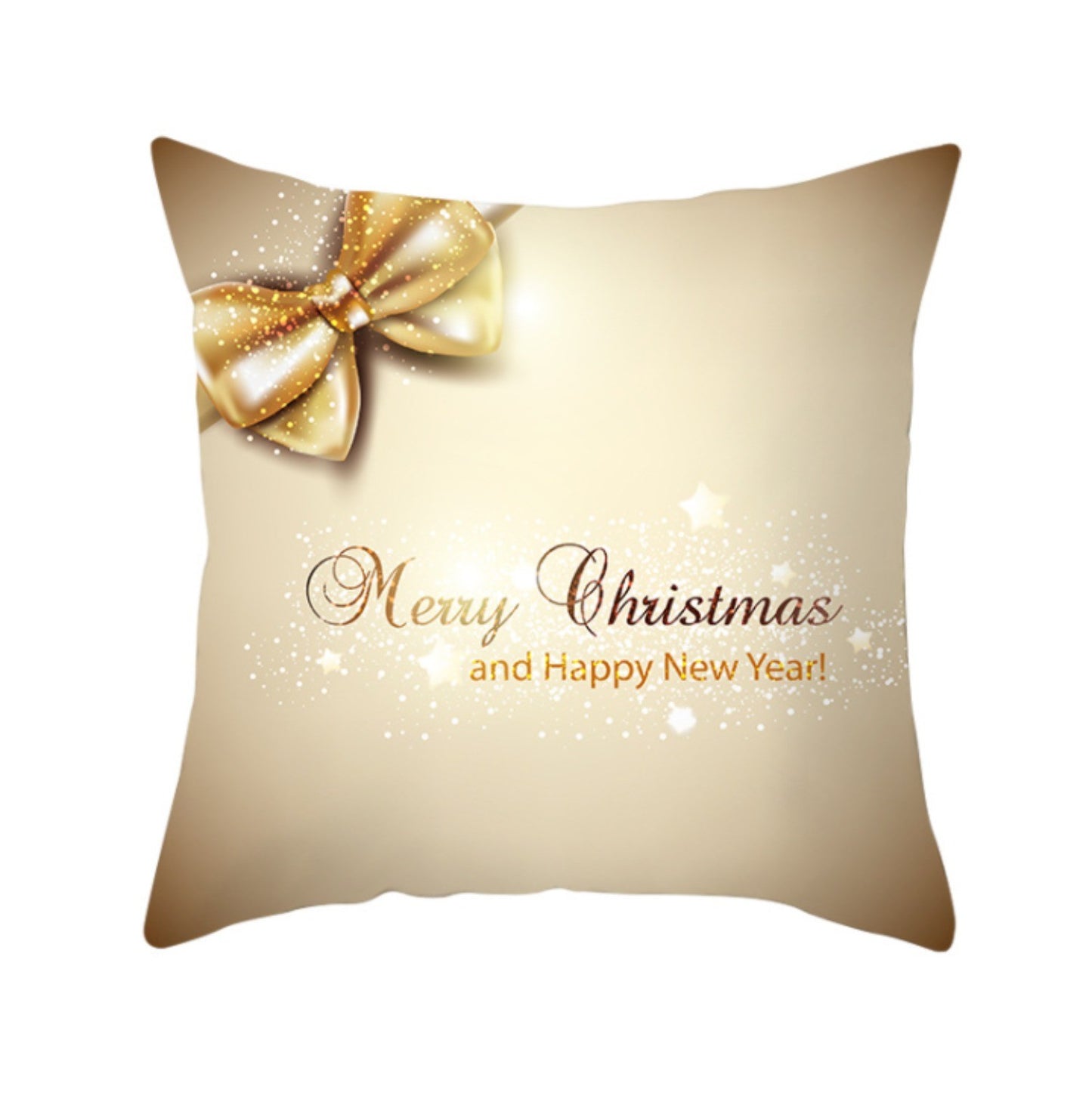 18'' Gold Merry Christmas Cushion Cover Festive Sofa Pillow Case Home Decoration