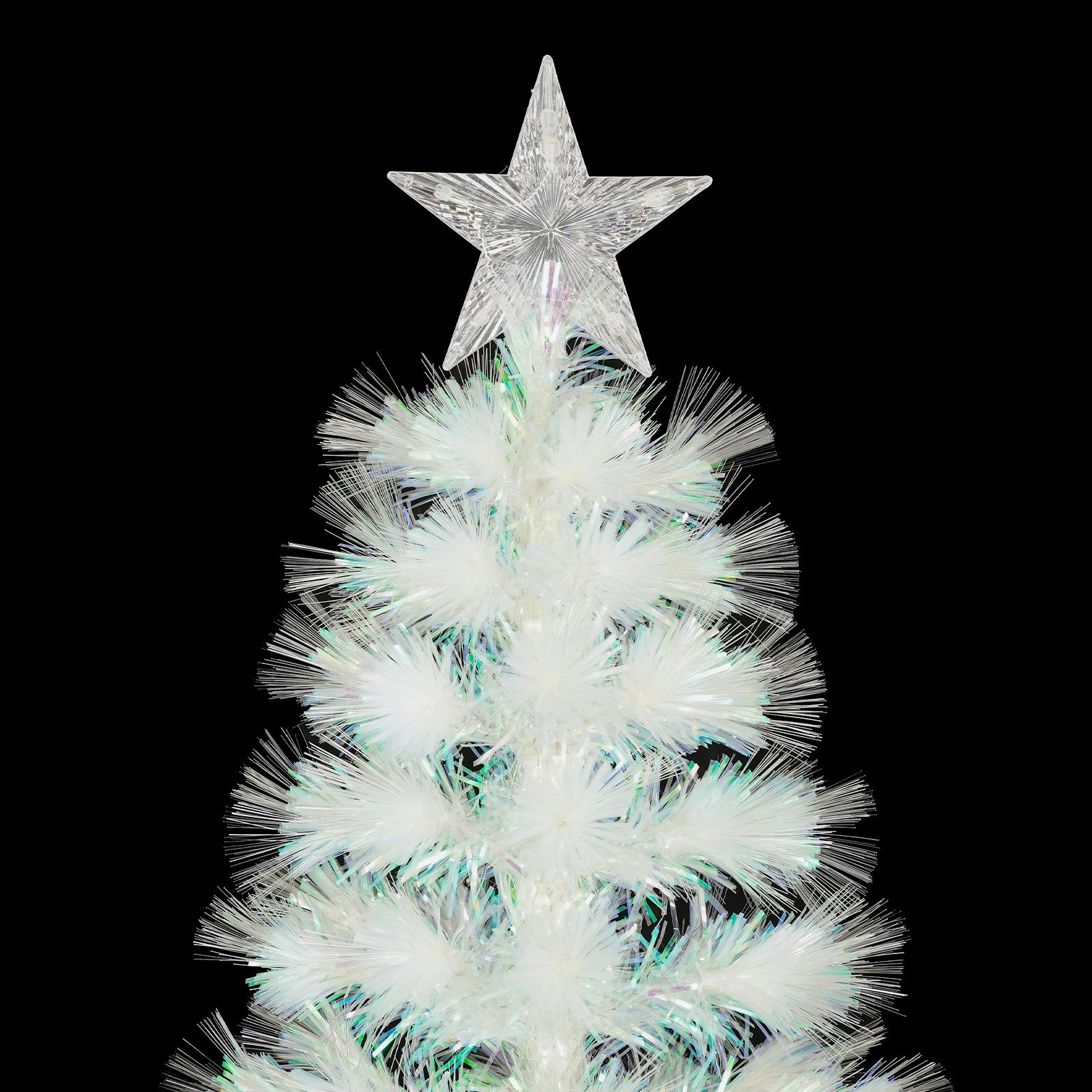 4/5/6Ft White Christmas Trees Fibre Optic Pre Lit Star Xmas Tree with LED Lights