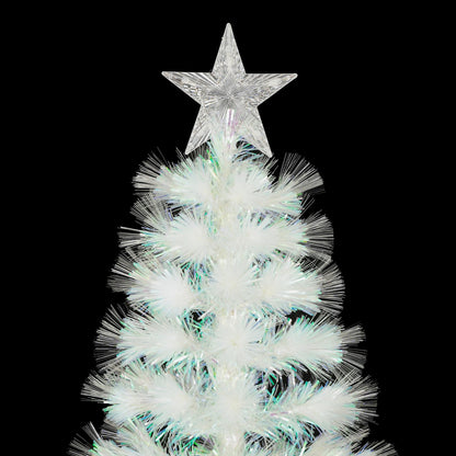 4/5/6Ft White Christmas Trees Fibre Optic Pre Lit Star Xmas Tree with LED Lights