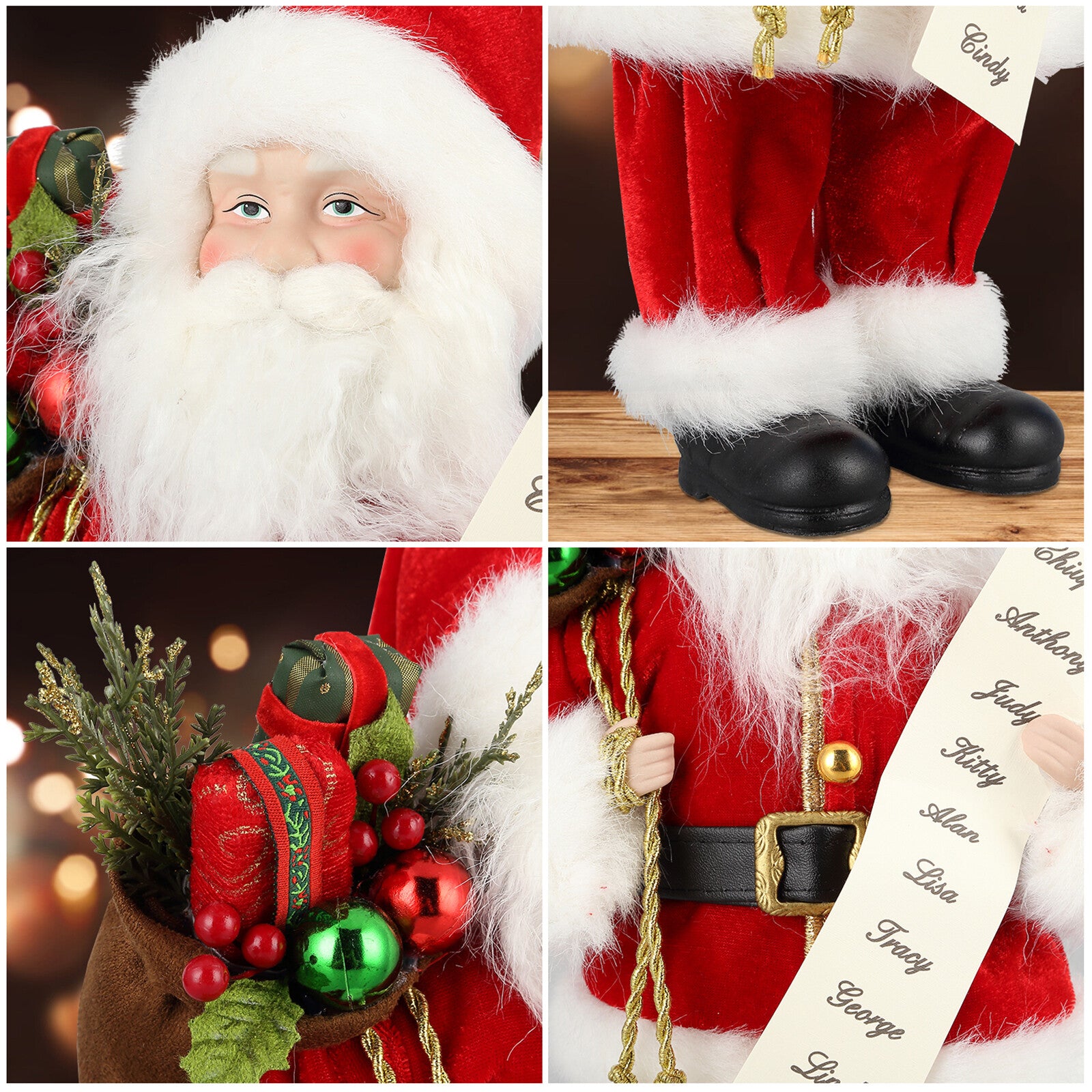 18" Christmas Santa Claus Figure Traditional Standing Xmas Father Home Decors