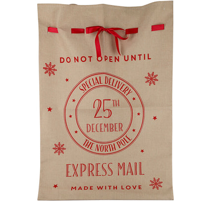 Christmas Sack Jute Bag Drawstring Gift Reusable Present Stocking Storage XL