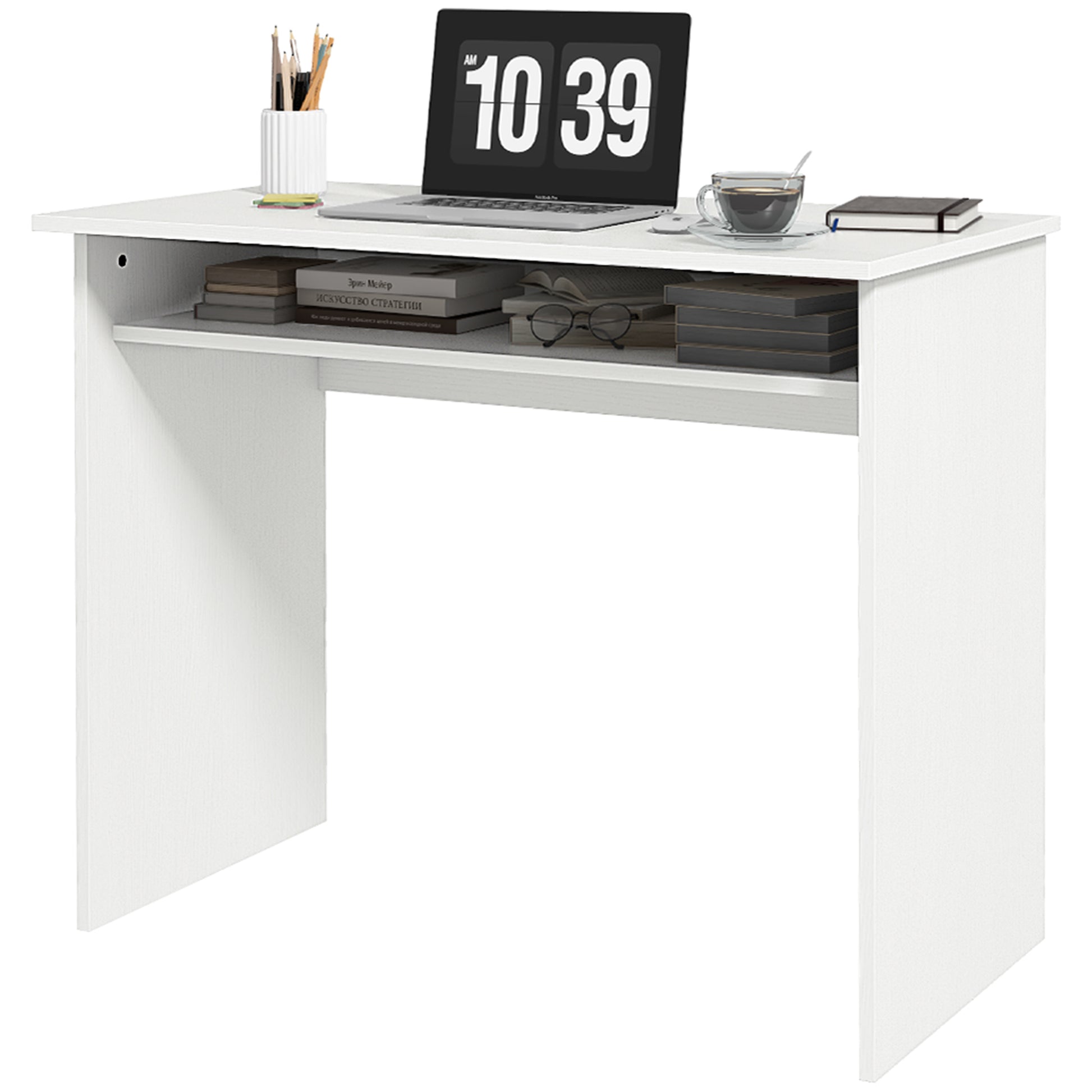 Writing Desk Laptop Table Workstation with Shelf Home Office