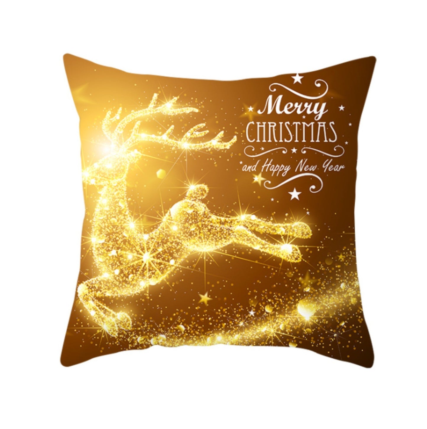 18'' Gold Merry Christmas Cushion Cover Festive Sofa Pillow Case Home Decoration