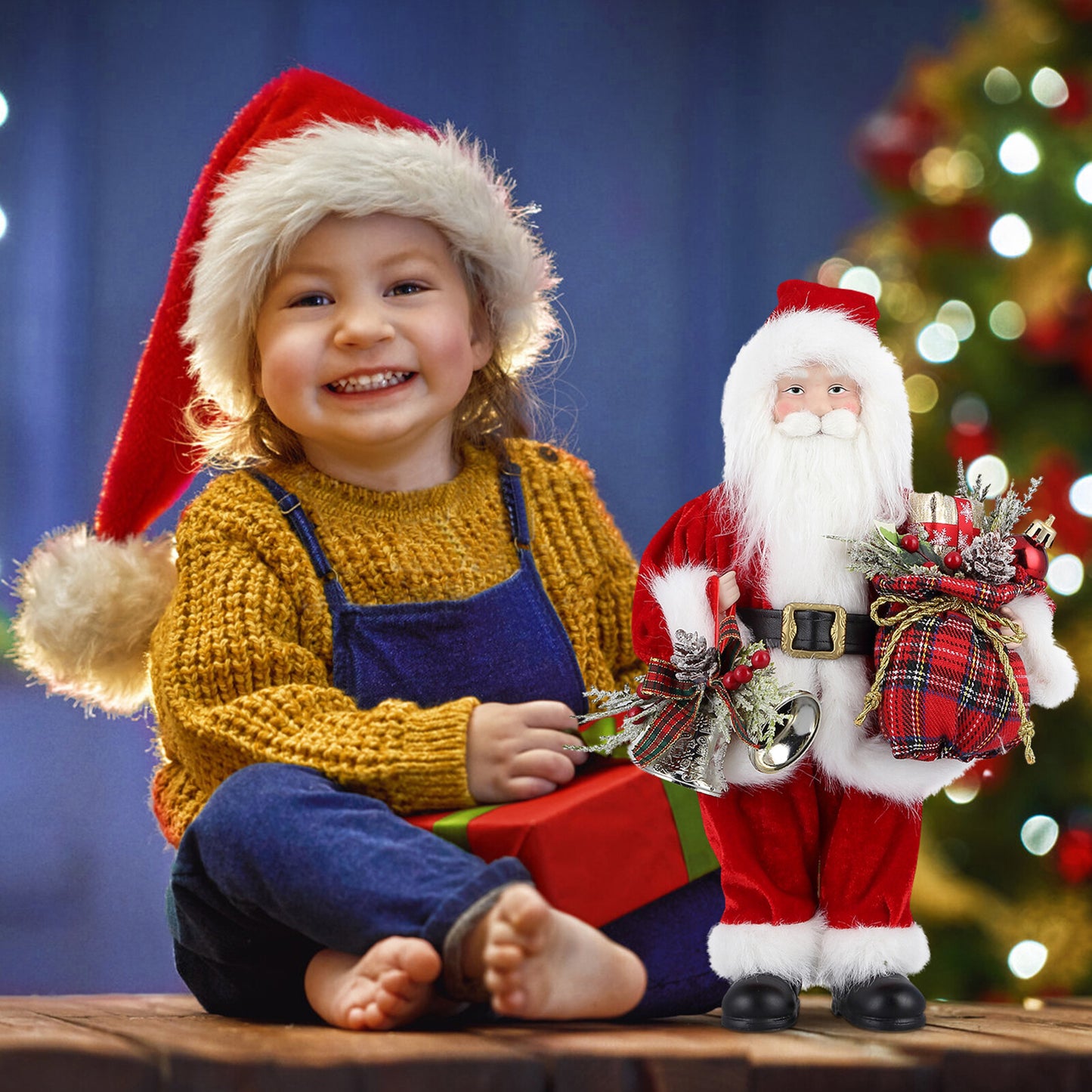 18" Christmas Santa Claus Figure Traditional Standing Xmas Father Home Decors