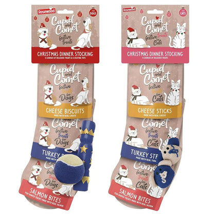 Rosewood Dog & Cat Christmas Stockings with Treats & Toys