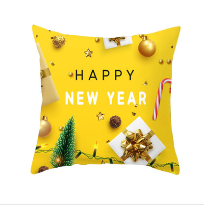 18'' Gold Merry Christmas Cushion Cover Festive Sofa Pillow Case Home Decoration