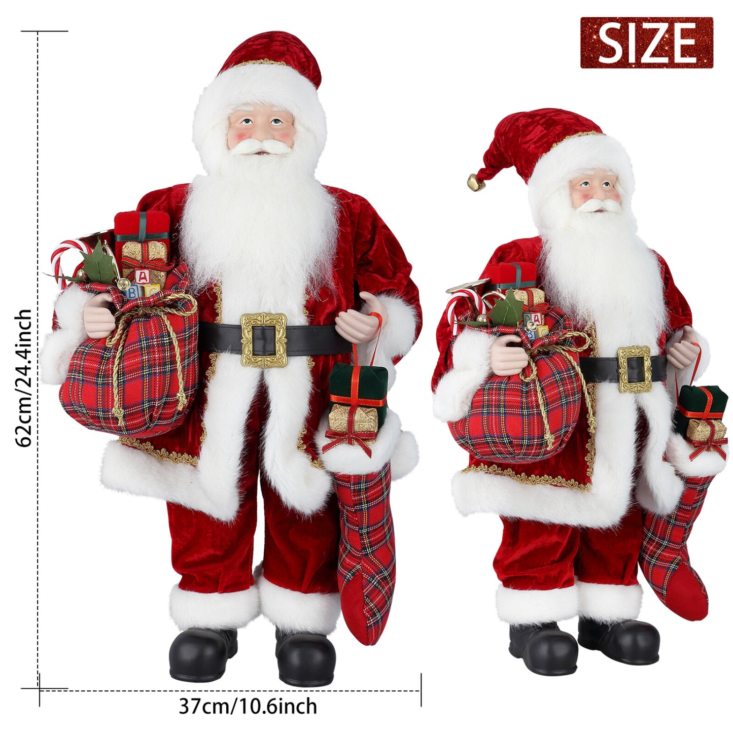 18" Christmas Santa Claus Figure Traditional Standing Xmas Father Home Decors