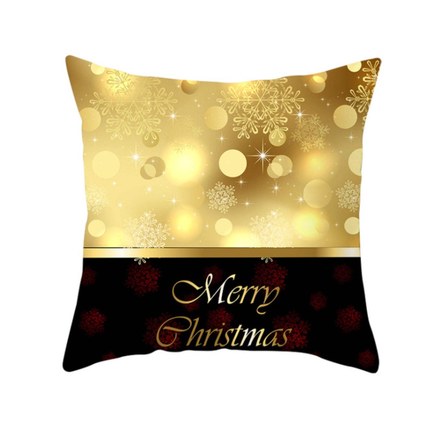 18'' Gold Merry Christmas Cushion Cover Festive Sofa Pillow Case Home Decoration