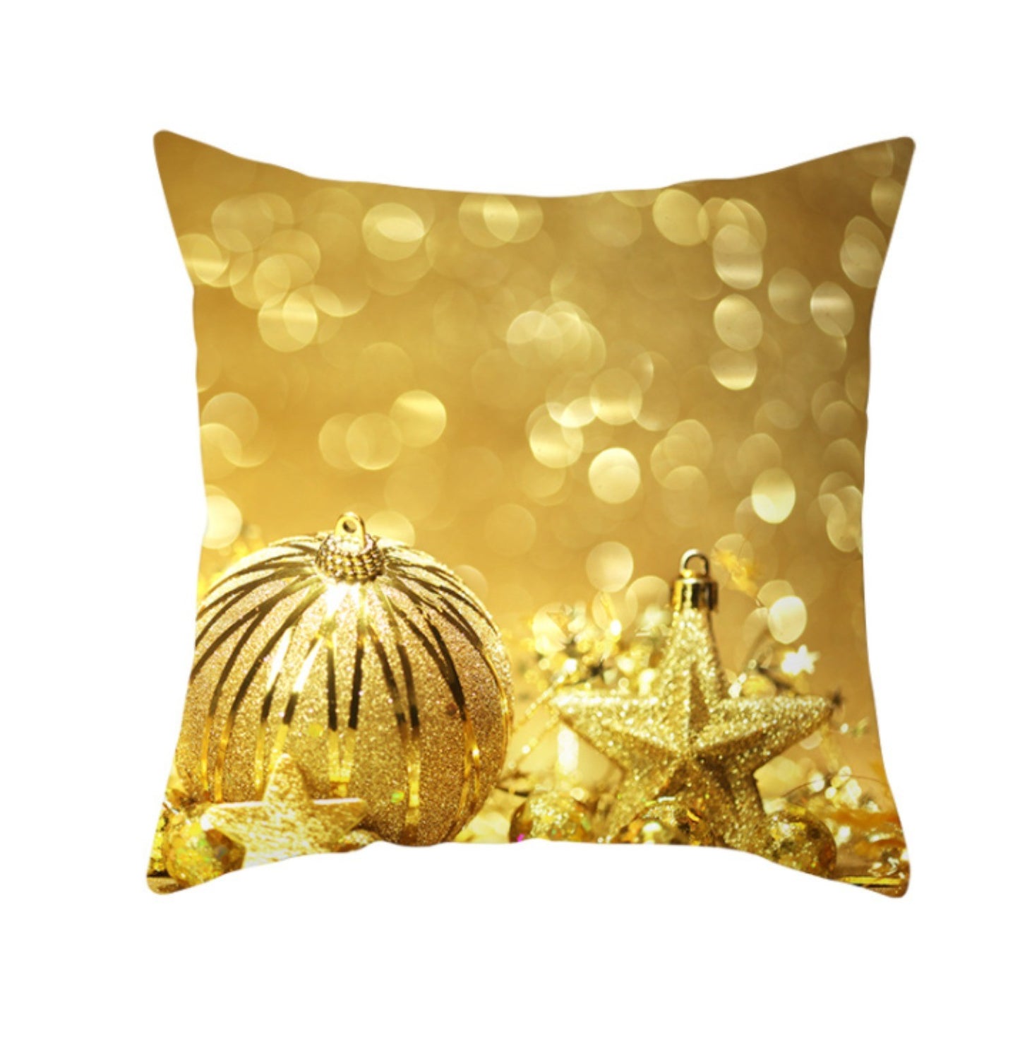 18'' Gold Merry Christmas Cushion Cover Festive Sofa Pillow Case Home Decoration