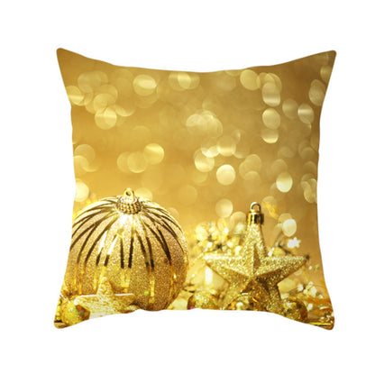 18'' Gold Merry Christmas Cushion Cover Festive Sofa Pillow Case Home Decoration