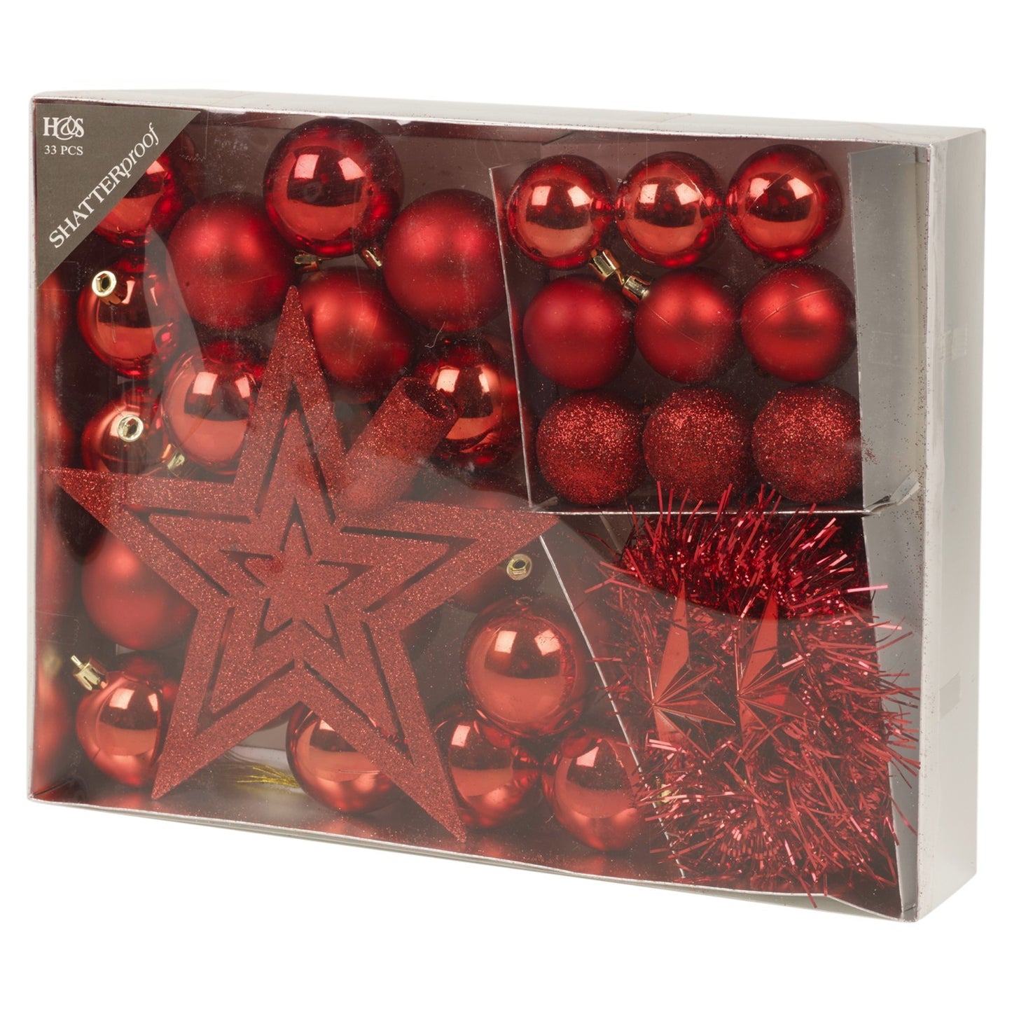 33 Pcs Christmas Tree Decoration Baubles Set Xmas Shatterproof Balls Ornaments