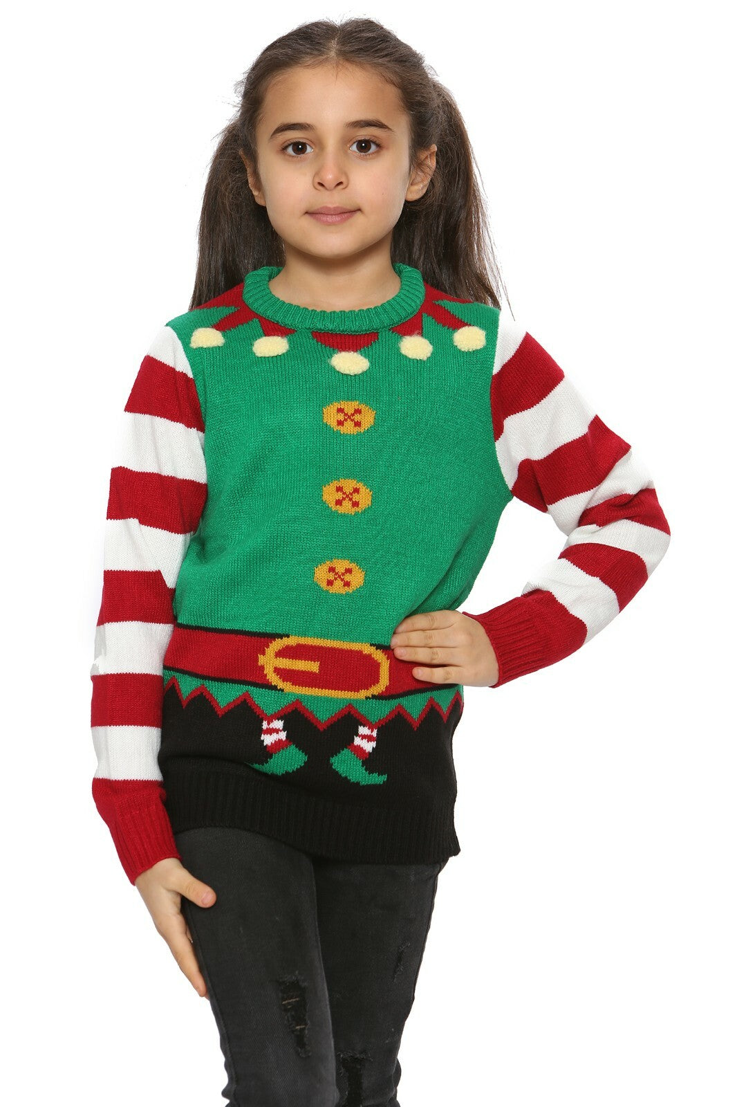 Unisex Kids Boys Girls Christmas Elf Ginger Santa Jumper Xmas Novelty Sweater