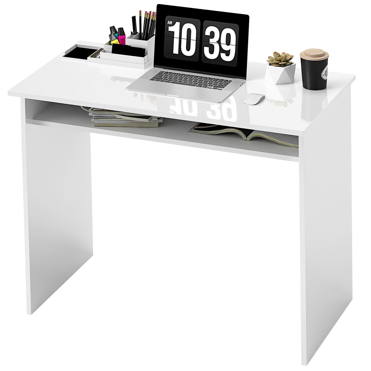 Writing Desk Laptop Table Workstation with Shelf Home Office