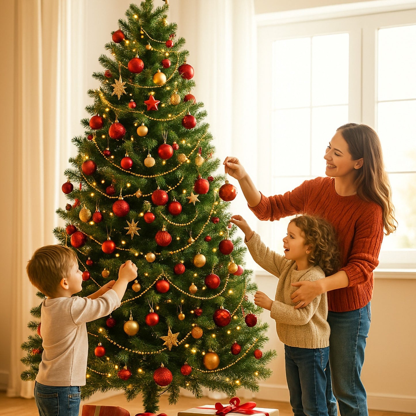 Christmas Tree Artificial Xmas Home Décor & Metal Stand 5Ft 6Ft 7Ft 8Ft Xmas