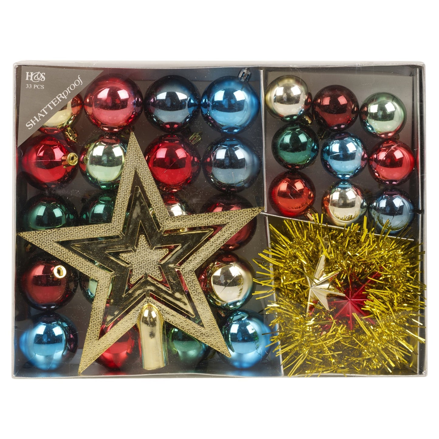 33 Pcs Christmas Tree Decoration Baubles Set Xmas Shatterproof Balls Ornaments