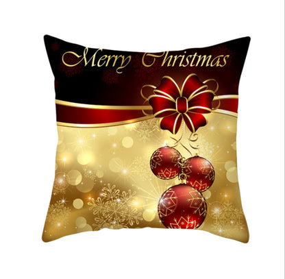18'' Gold Merry Christmas Cushion Cover Festive Sofa Pillow Case Home Decoration
