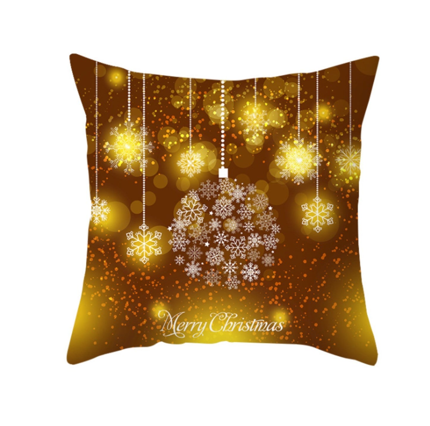 18'' Gold Merry Christmas Cushion Cover Festive Sofa Pillow Case Home Decoration