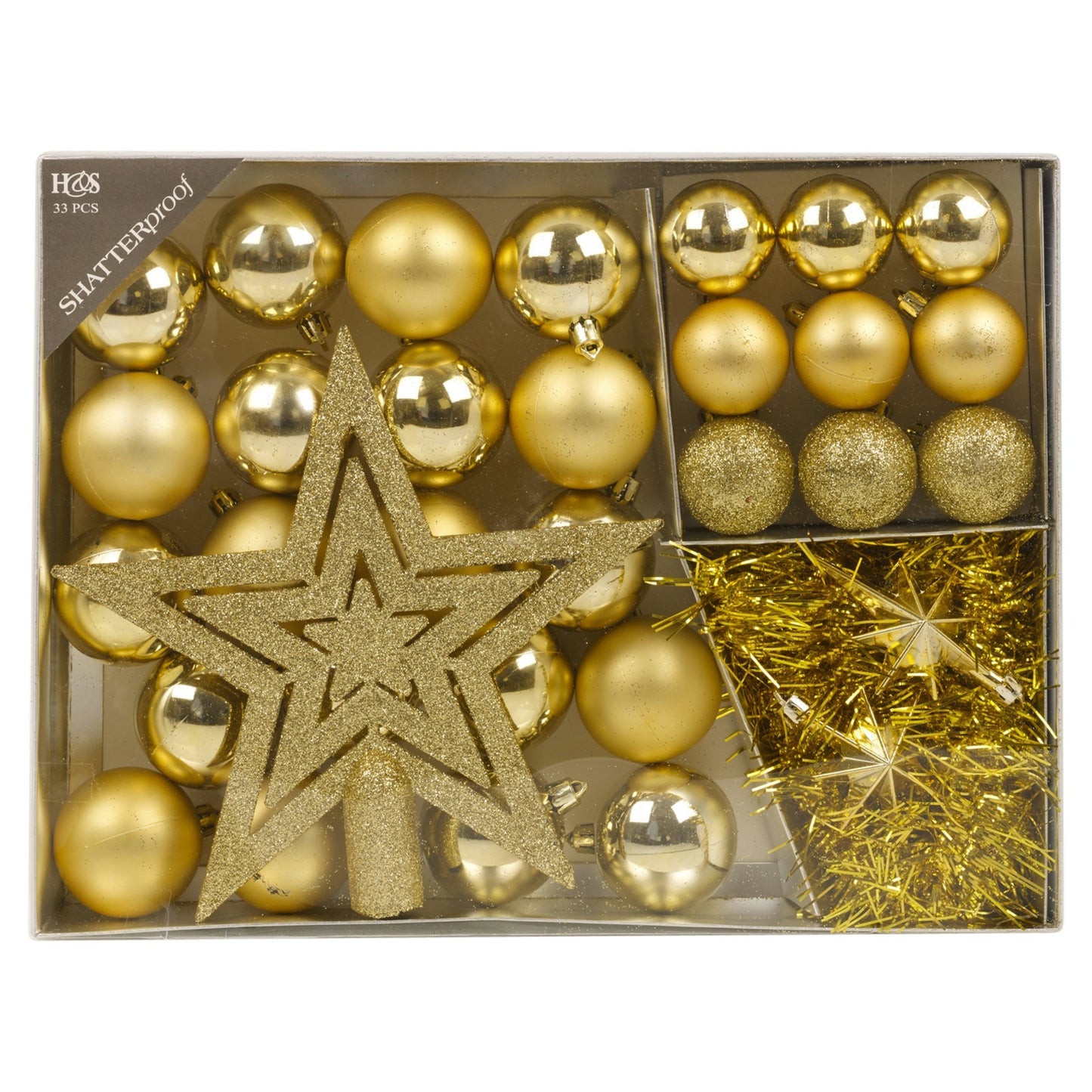 33 Pcs Christmas Tree Decoration Baubles Set Xmas Shatterproof Balls Ornaments