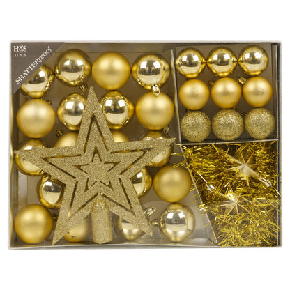 33 Pcs Christmas Tree Decoration Baubles Set Xmas Shatterproof Balls Ornaments