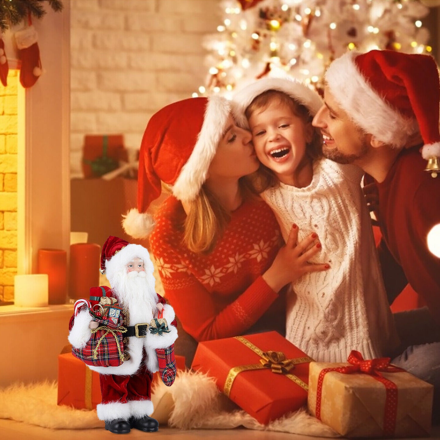 18" Christmas Santa Claus Figure Traditional Standing Xmas Father Home Decors