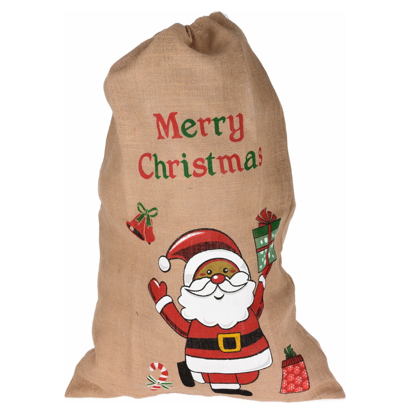 Christmas Sack Jute Bag Drawstring Gift Reusable Present Stocking Storage XL