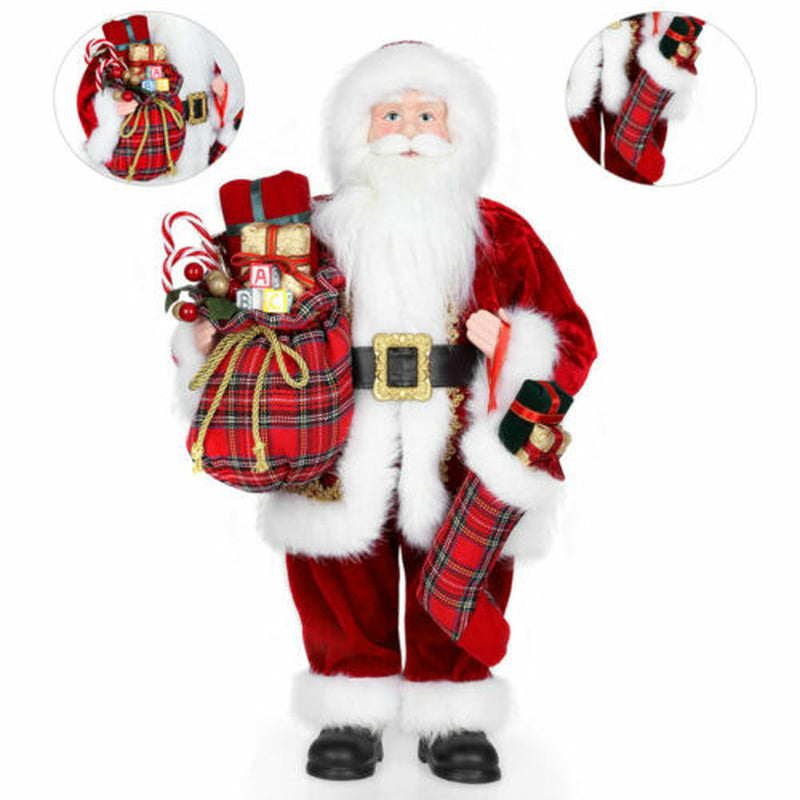 18" Christmas Santa Claus Figure Traditional Standing Xmas Father Home Decors