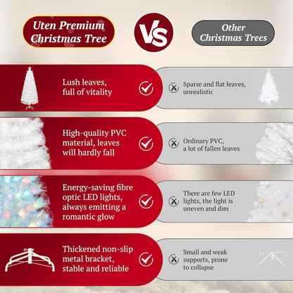 4/5/6Ft White Christmas Trees Fibre Optic Pre Lit Star Xmas Tree with LED Lights