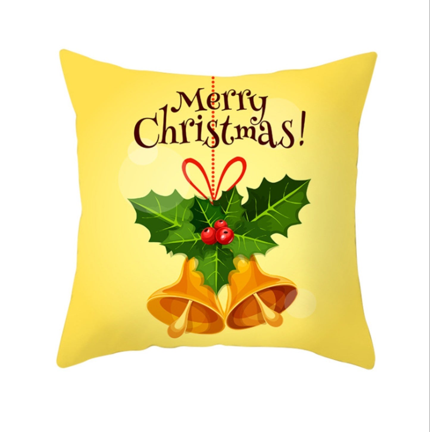 18'' Gold Merry Christmas Cushion Cover Festive Sofa Pillow Case Home Decoration