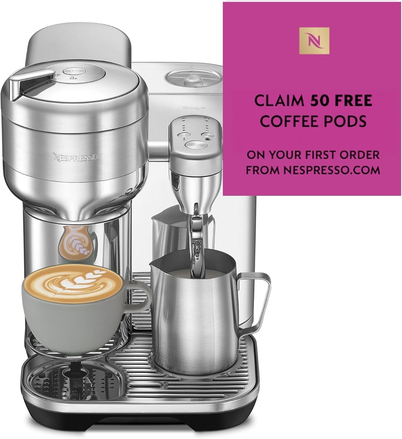 “Nespresso Vertuo Creatista Coffee Machine by Sage w/ Milk Frother Stainless
