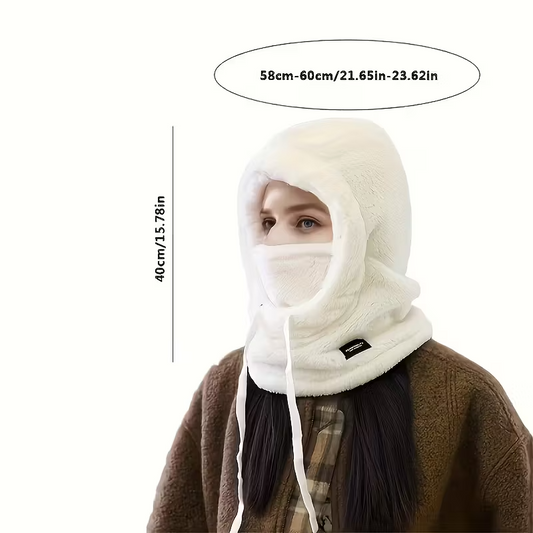 Women’s Winter Fleece-Lined Balaclava Hat – Windproof Warm Neck Gaiter with Ear