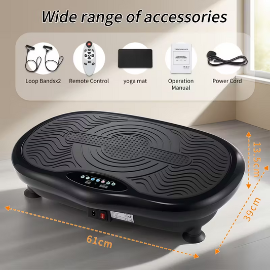Whole Body Vibration Plate Machine 200W 120 Speed Home Gym w/ Bands & Mat