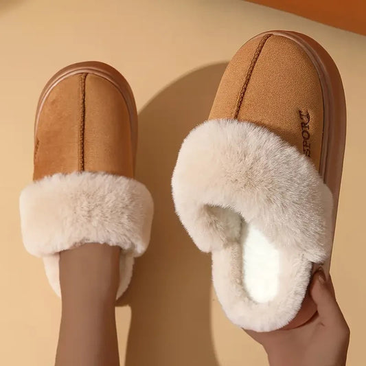 Unisex Faux Fur Warm Slippers | Plush Indoor Shoes Non-Slip Thick EVA Sole Comfo
