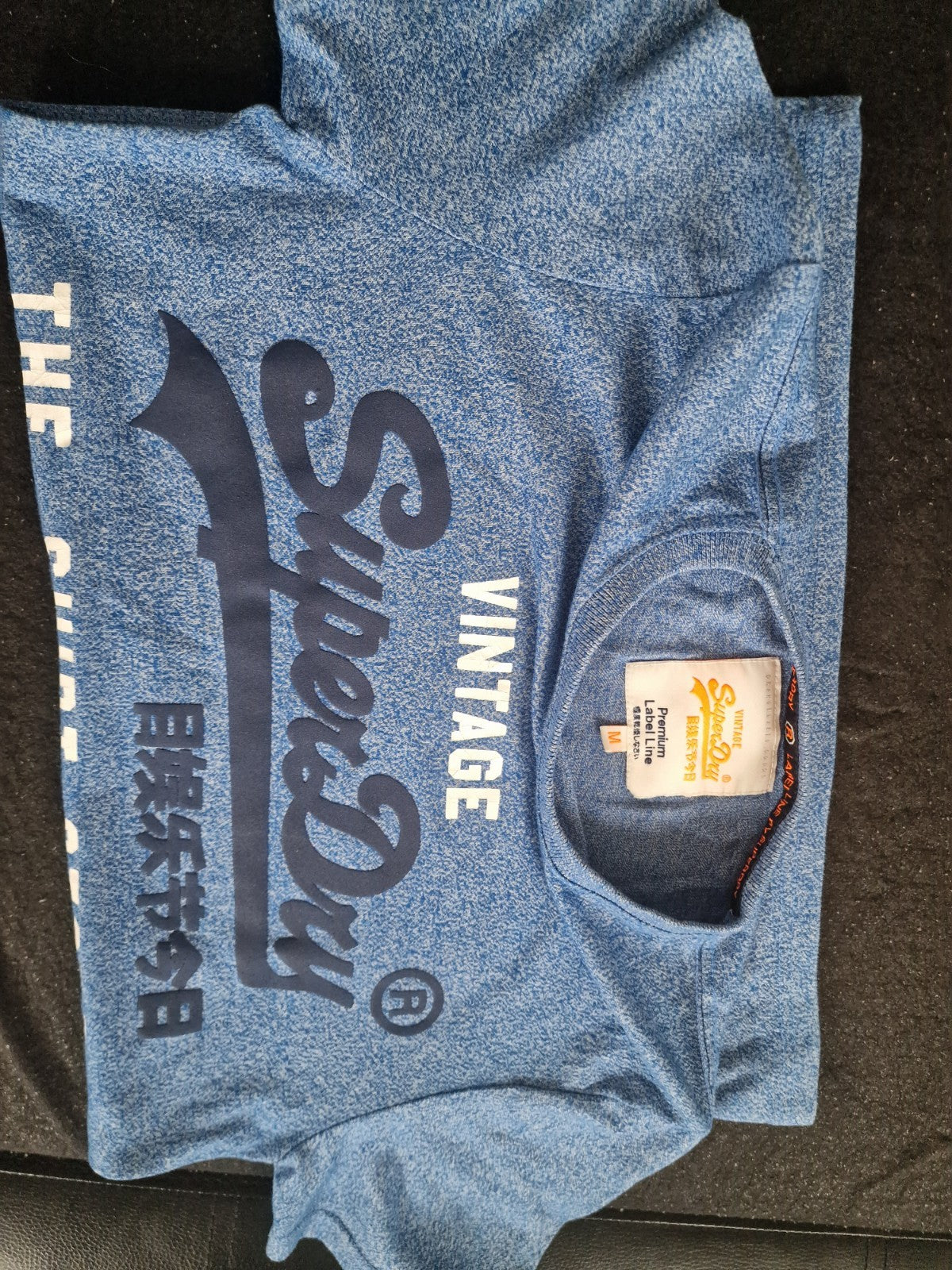 Vintage SUPERDRY LIMITED Label Line Medium Size Sky Blue Tshirt.