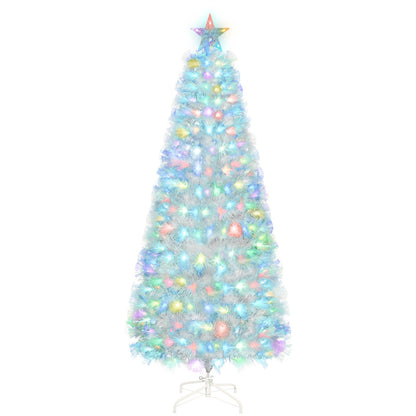 4/5/6Ft White Christmas Trees Fibre Optic Pre Lit Star Xmas Tree with LED Lights