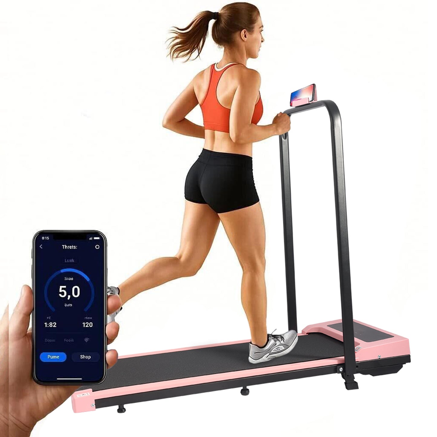12Km/H Walking Pad Treadmill under Desk Treadmill with Incline & Holder & Remote