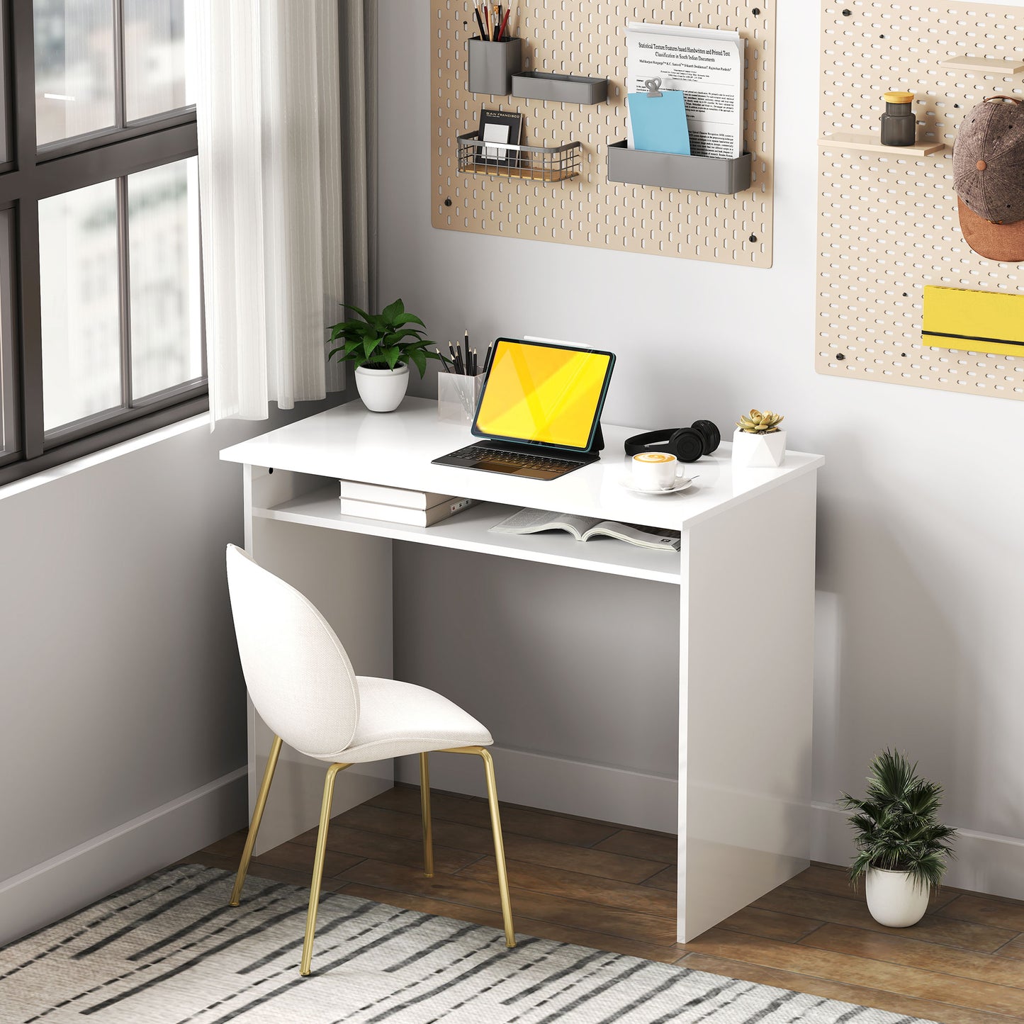 Writing Desk Laptop Table Workstation with Shelf Home Office
