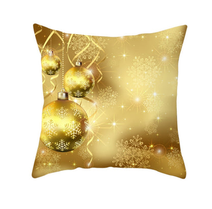 18'' Gold Merry Christmas Cushion Cover Festive Sofa Pillow Case Home Decoration