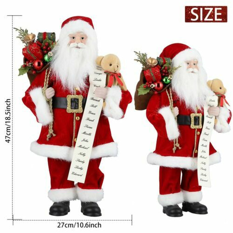 18" Christmas Santa Claus Figure Traditional Standing Xmas Father Home Decors