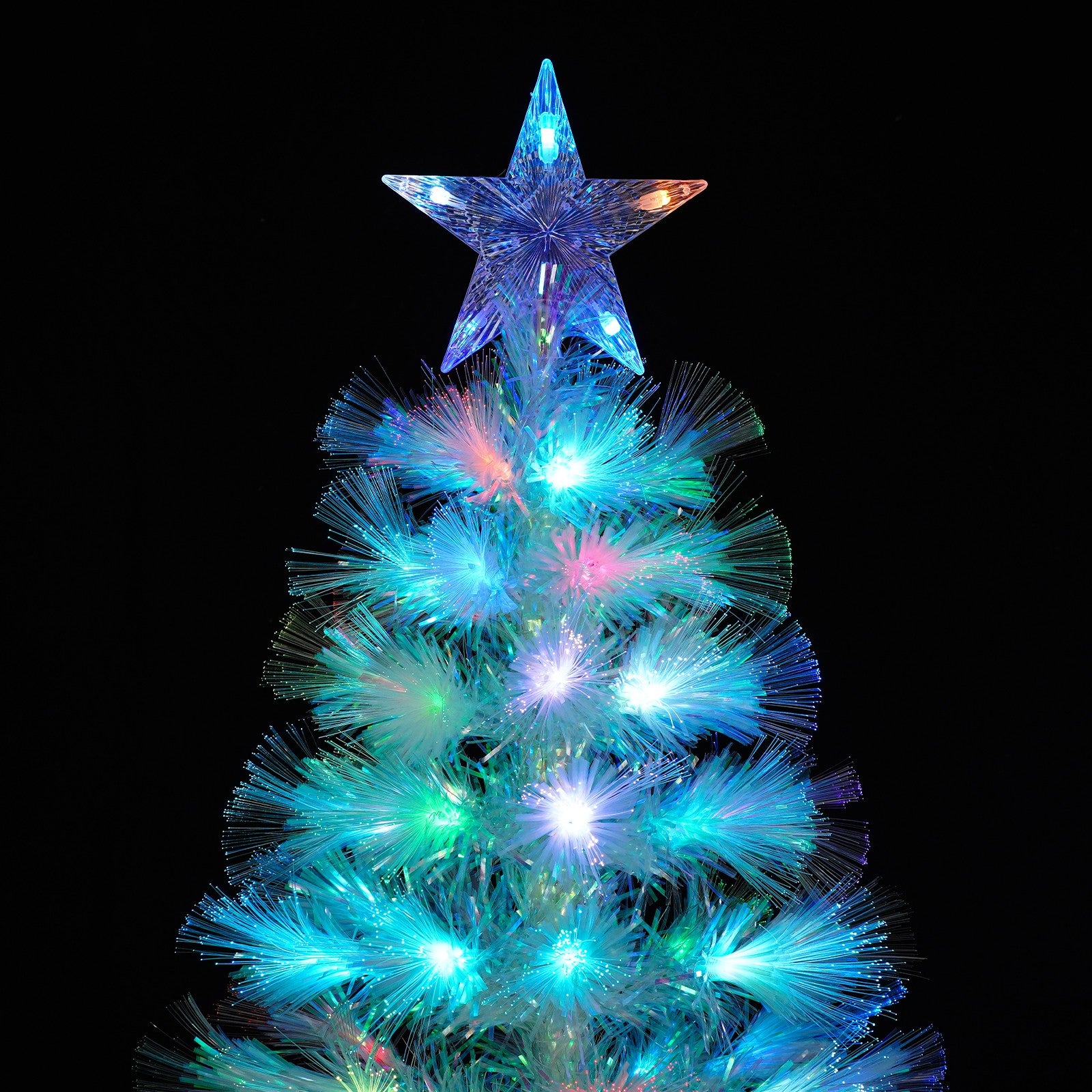 4/5/6Ft White Christmas Trees Fibre Optic Pre Lit Star Xmas Tree with LED Lights