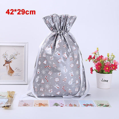 5PCS Merry Christmas Gift Bags Drawstring Wrap Present Party Treat Bags Storage