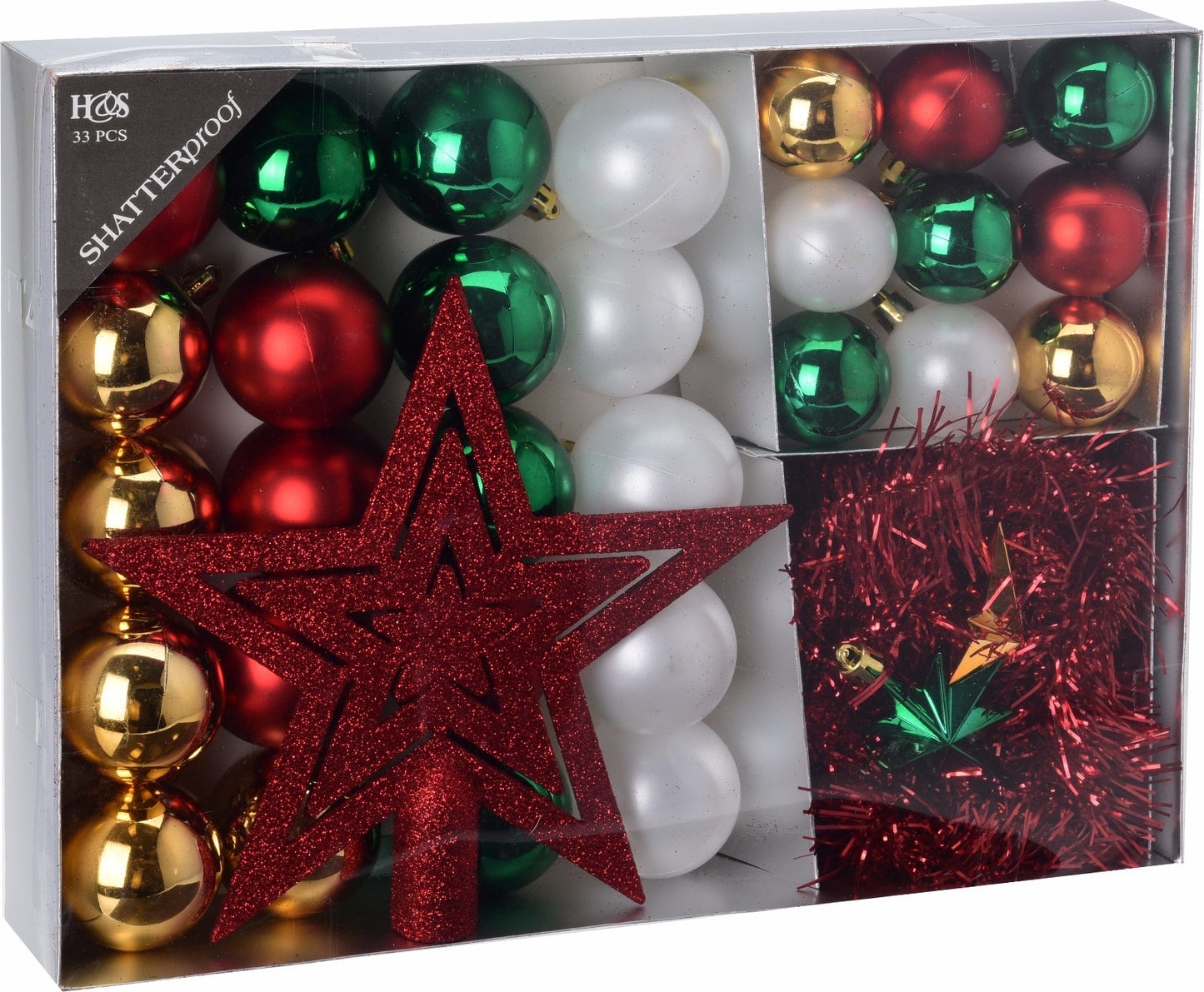 33 Pcs Christmas Tree Decoration Baubles Set Xmas Shatterproof Balls Ornaments