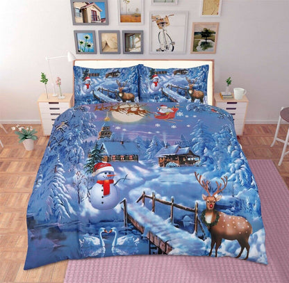 Christmas Duvet Cover Set Reversible Quilt XMAS Bedding Single Double King Size