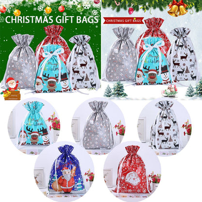 5PCS Merry Christmas Gift Bags Drawstring Wrap Present Party Treat Bags Storage