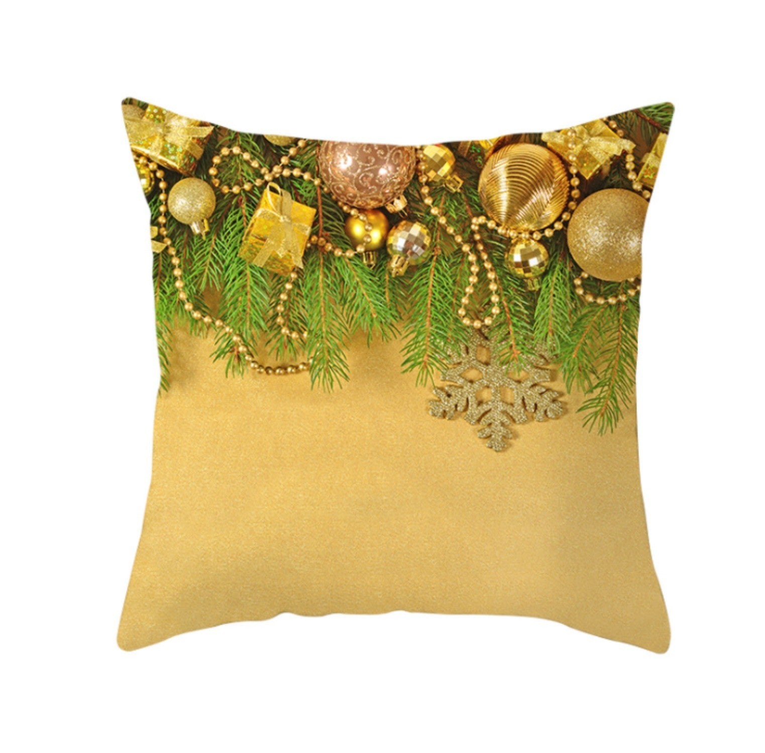 18'' Gold Merry Christmas Cushion Cover Festive Sofa Pillow Case Home Decoration