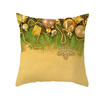 18'' Gold Merry Christmas Cushion Cover Festive Sofa Pillow Case Home Decoration