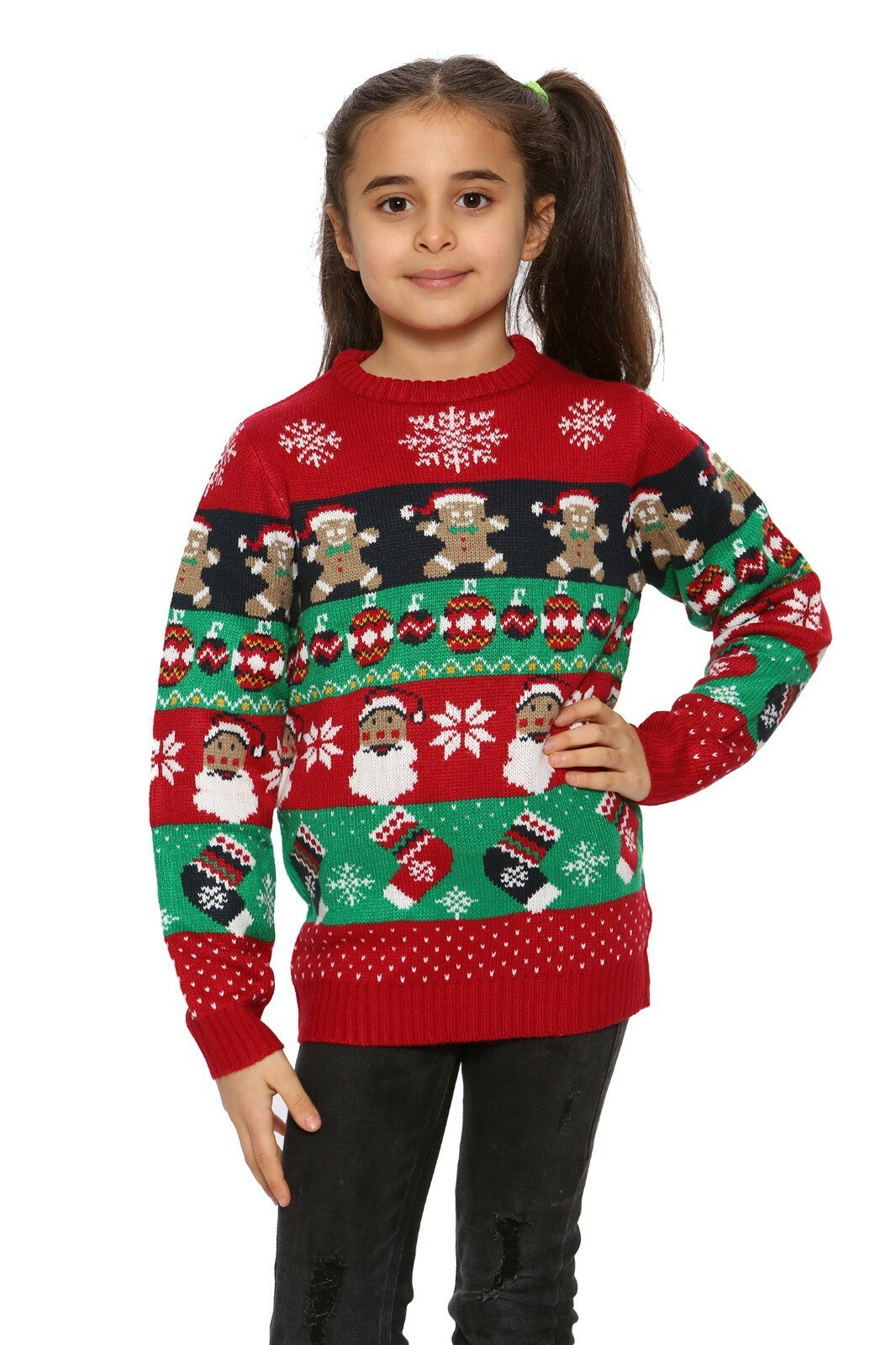 Unisex Kids Boys Girls Christmas Elf Ginger Santa Jumper Xmas Novelty Sweater