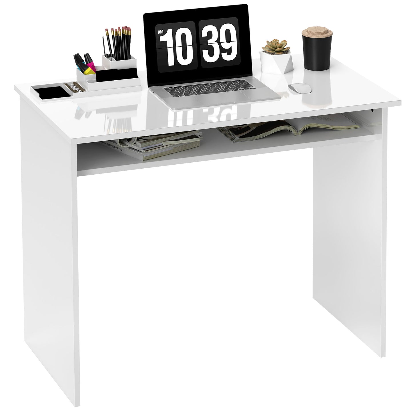 Writing Desk Laptop Table Workstation with Shelf Home Office