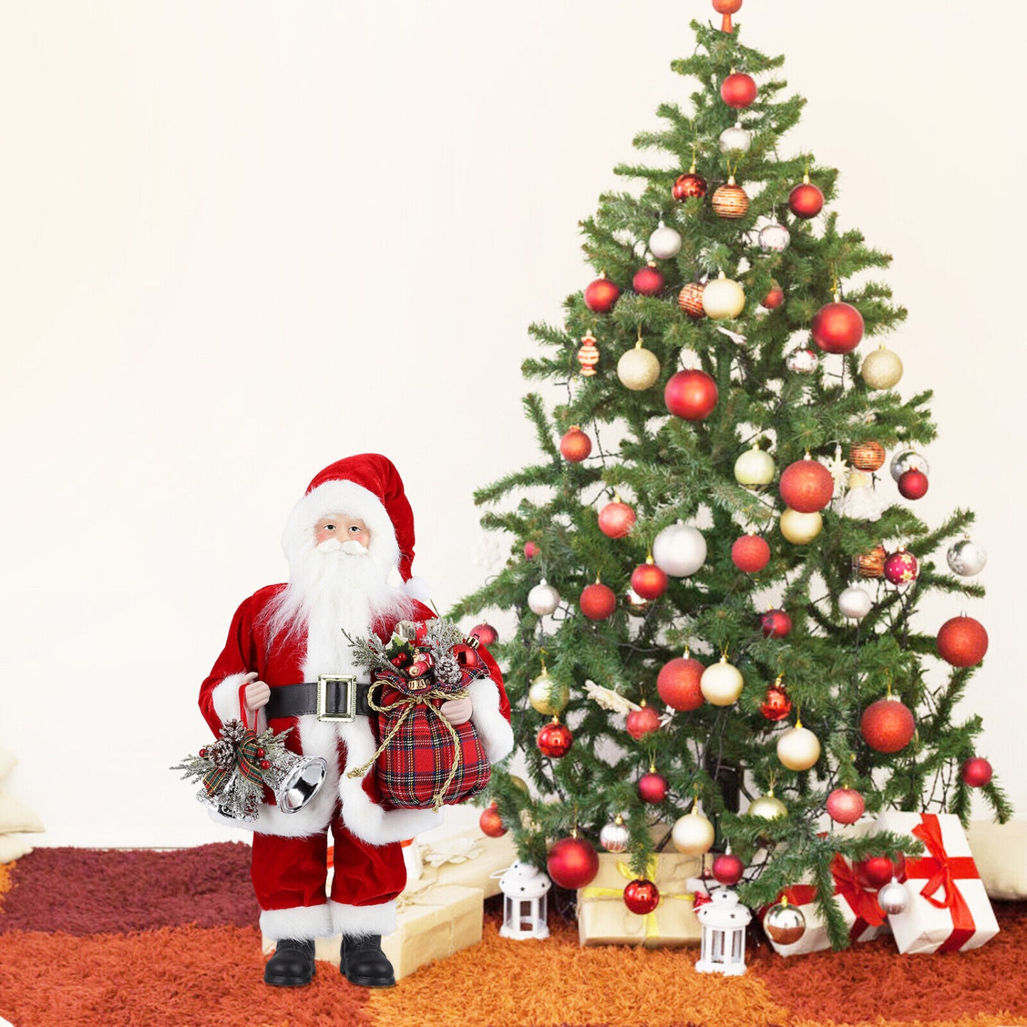 18" Christmas Santa Claus Figure Traditional Standing Xmas Father Home Decors